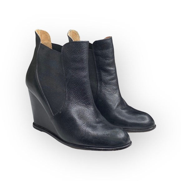 Corso Como  Edgy Biker Wedge Heel Platform Leather Boots Booties  Black 9.5M  - Picture 11 of 16